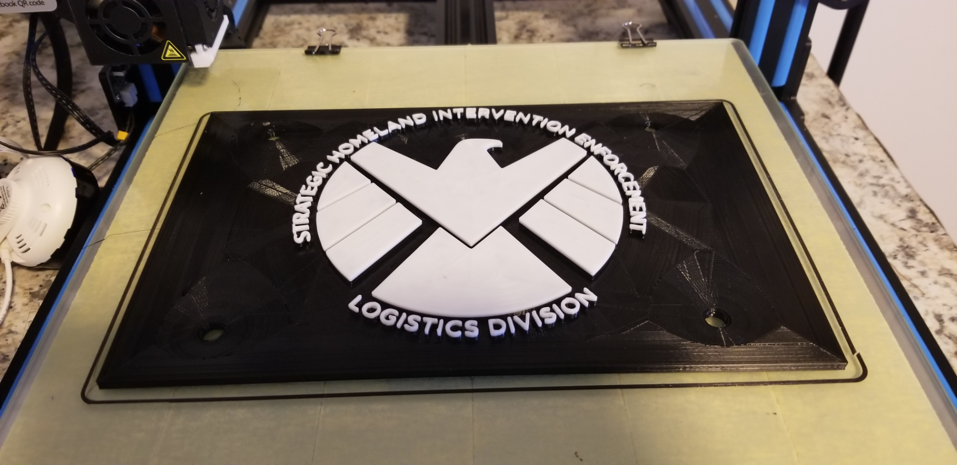 agents of shield logo license plate by maker dave props & cosplays marvel strategic homeland intervention enforcement logistics division 3D print model - Mito3D