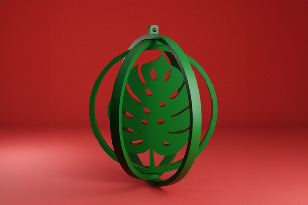 gyroscopic monstera ornament by dunology household festivities christmas ornamanet plant houseplant tropicalplant 3d print model - Mito3D