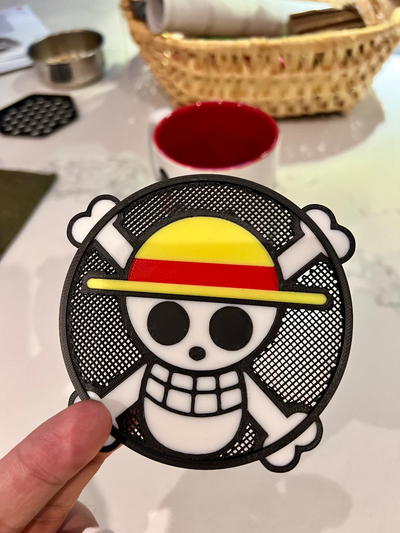 one piece coaster by dcprint art signs & logos onepiece colored 3d print model - Mito3D