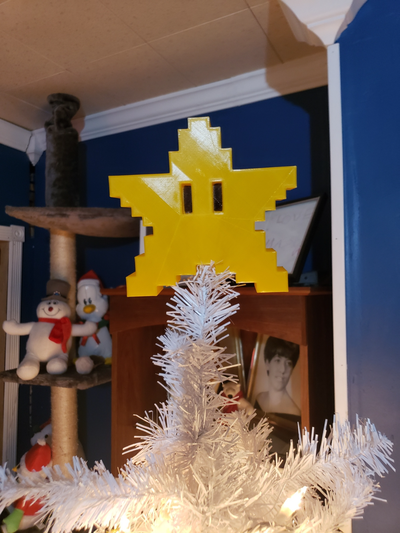 power star tree topper by idealoding art models christmas gift mario video game nintendo box gold 3d print model - Mito3D