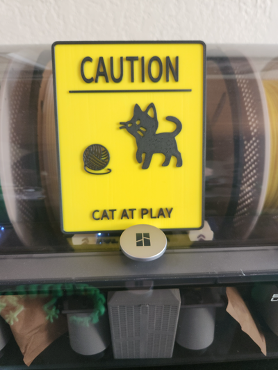 cat sign at play by burnnoticed art signs & logos kitty caution 3d print model - Mito3D