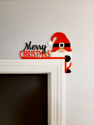 merry christmas gnome door corner by deepsouth3dprints household decor santa holiday 3d print model - Mito3D