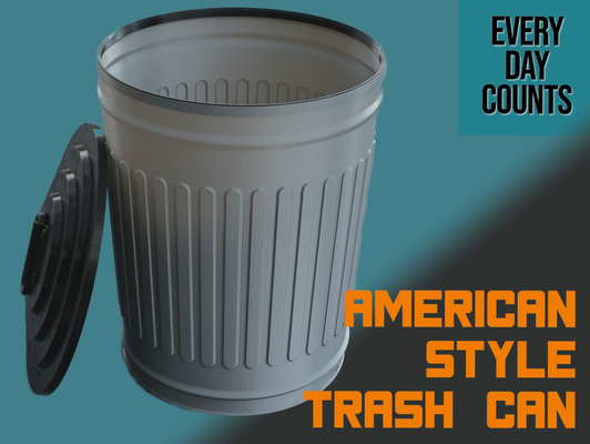 american style trash can by day counts household house models bin rubbishbin 3d print model - Mito3D