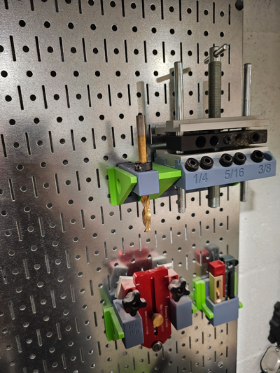 doweling jig mount wall control by oclure tools organizers mlcs dowel pegboard 3d print model - Mito3D