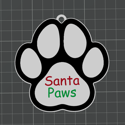santa paws christmas ornament by letzride household festivities ornaments xmas pets puppies cats dogs festival paw 3d print model - Mito3D