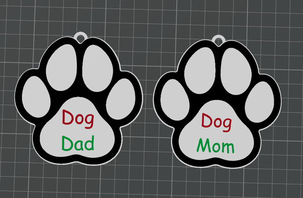 dog parents christmas ornaments by letzride household festivities xmas dogs cats paws paw mom dad pets puppy 3d print model - Mito3D