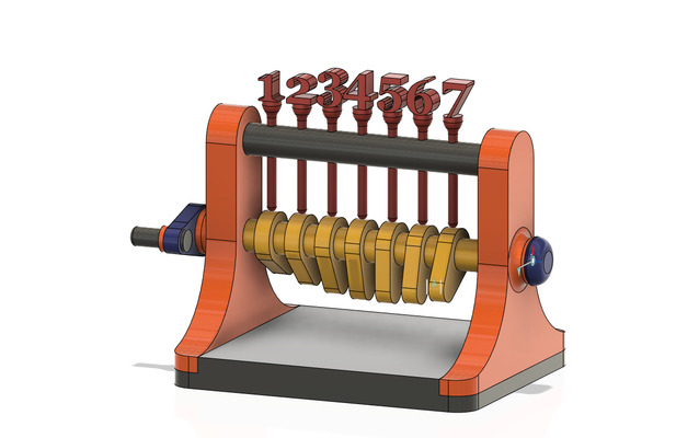 1 7 heben nocken mechanismus by fuhrmann wyatt spielzeuge spiele spielzeug mechanisch lehrreich motor bewegung kurbelwelle nockenwelle 1234567 hebenocken 3d print model - Mito3D