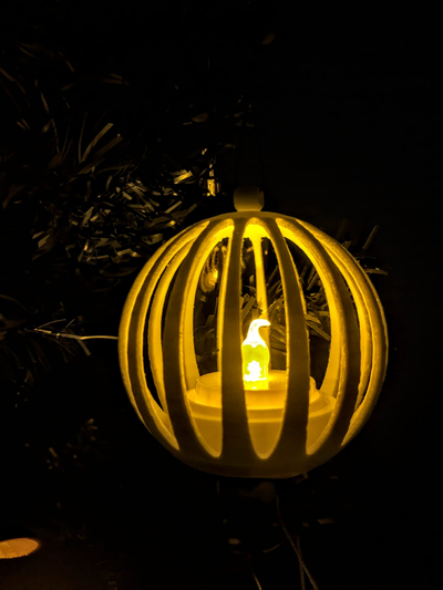 noel dizi tealight ağaç ornament cage top by g w ev halkı dekor süs eşyası kugel 3d print model - Mito3D