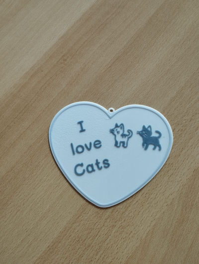 i amor gatos by arte señales logos proteger corazón schild pintor katze gato macho 3d print model - Mito3D