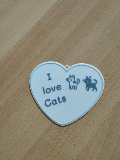 i love cats by apropo art signs & logos shield heart schild schilder katze kater liebe 3d print model - Mito3D