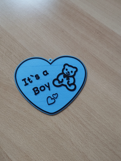 shield sign a boy by apropo art signs & logos baby bear happy heart junge schild herz br 3d print model - Mito3D