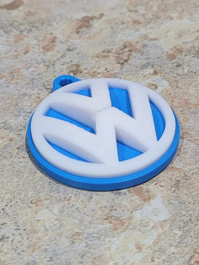 volkswagen keychain w domed vw logo by dekopuma hobby & diy vehicles 3d print model - Mito3D