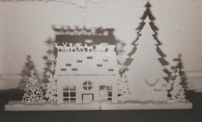 navidad escena by andrewhelenm casa decoración silueta cambiable 3d print model - Mito3D