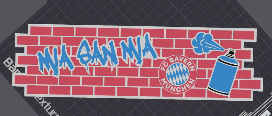 bayern nchen graffiti logo by 5kyrunn3r art panneaux logos munich bundesliga mia san football signe ams prêt 3d print model - Mito3D