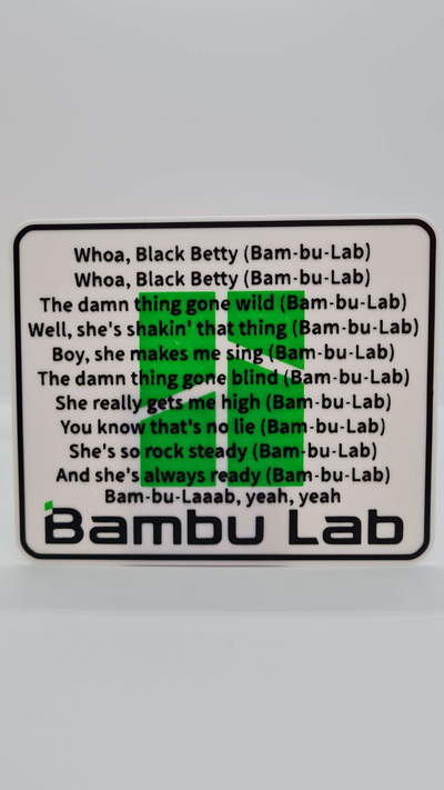 sign - black betty lyrics bambu lab remix by pappaprintar art signs & logos funny music logo multicolor print multi color fun 3d print model - Mito3D