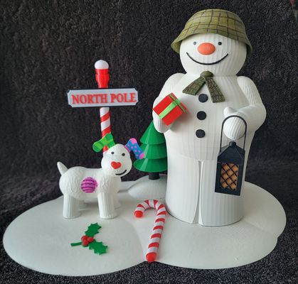 snowman snow dog by tomo3d household festivities christmas xmas tree cane lantern north pole holly 3d print model - Mito3D