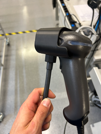 handheld barcode scanner halter unterstützung be ersetzt original montiert on extrudiert profile by aivar siska werkzeuge veranstalter honigbrunnen aluminium profil extrusion abs transparent pla klar m4 produktion herstellung hilfreich 3d print model - Mito3D