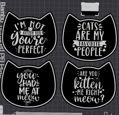 cat quote coasters by ri printing household decor coaster 3d print model - Mito3D