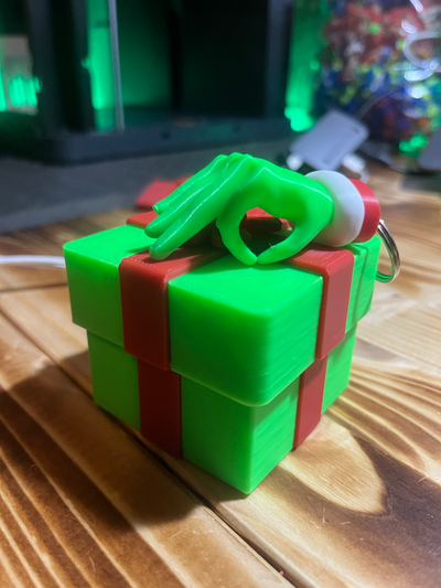 grinch's gift by stampj household decor grinch box green christmas hand giftbox giftidea surprise 3d print model - Mito3D