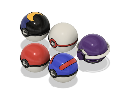 pokeballs by roiku3d oyuncaklar oyunlar karakterler pokemon pokeball süper top 3d print model - Mito3D