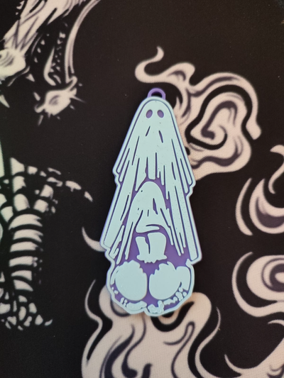 boo j portachiavi by makerhub arte moneta distintivi halloween fantasma culo 3d print model - Mito3D