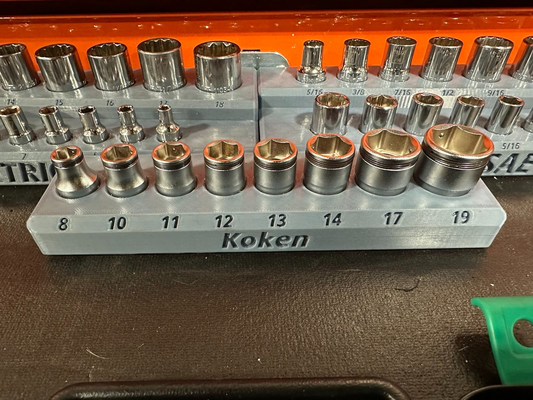 koken 3 8 nut grip sockets organizer by elliott tools organizers socket tray magnetic 3d print model - Mito3D