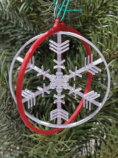print in place snowflake ornament by dekopuma household festivities christmas print-in-place spinner 3d print model - Mito3D