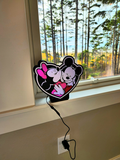 mickey minnie mouse led light box stand by twistedprints3d household decor kids lamp nightlight home 3d wall art 3d print model - Mito3D