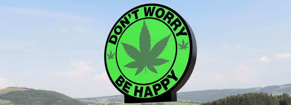 dont worry be happy lightbox by lefty3d art signs & logos weed stoner 3d print model - Mito3D