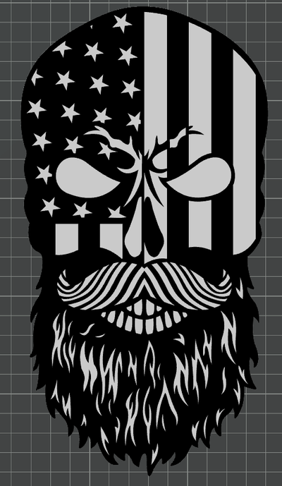 barbado cráneo estados unidos bandera by ben arte 2d ams listo 3d print model - Mito3D