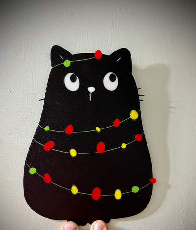 pretty christmas kitty by wagzprintz art 2d wagz cat meow 3d print model - Mito3D