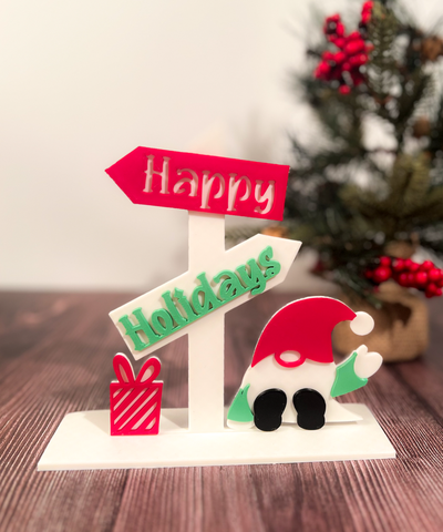 happy holidays gnome decoration by lindnjoe household decor christmas 2023 christmasdeco christmasdecoaration christmasdecor christmasdecoration 3d print model - Mito3D