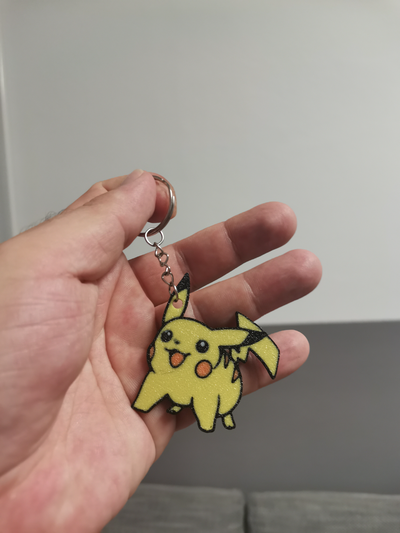 pikachu multicolor keychain by bt3d printing art signs & logos pokemon 3d print model - Mito3D