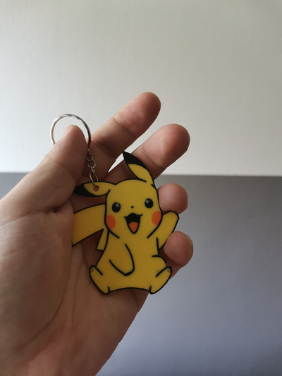 pikachu multicolore porte clés by bt3d impression art panneaux logos pokémon 3d print model - Mito3D