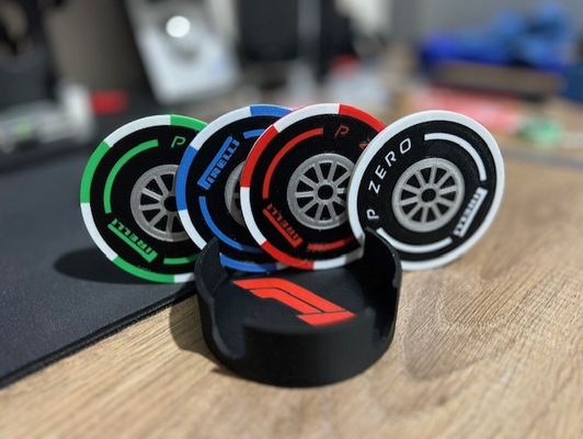 f1 vegas inspired coasters by glenngri household office formula 1 one 3d print model - Mito3D