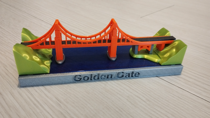 dorado portón puente miniatura by rapideau miniaturas arquitectura puente puerta oro california estados unidos unido estados san francisco 3d print model - Mito3D