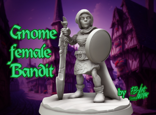 dnd miniature gnome femelle bandit by fb artwork miniatures dndmini dndminiature dndprop 3d print model - Mito3D
