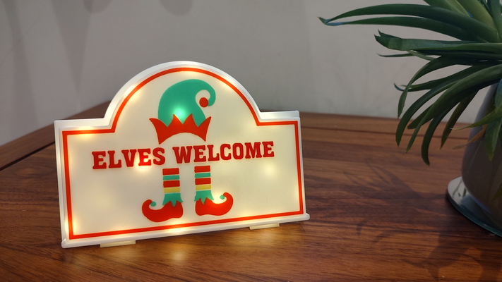 fairy light box swappable signs by darth vader art & logos christmas xmas lights elf santa festive decoration multi color kids easy fun a1 mini ams makerlab father on a shelf elves sign x1c buddy night 3d print model - Mito3D