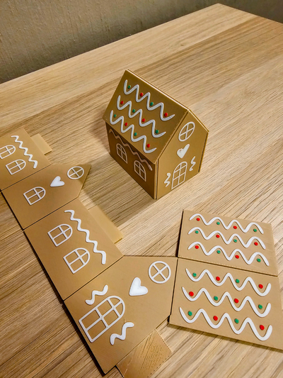 pan jengibre casa plegable huellas dactilares in 1 hora by noril festividades navidad casa galleta dia festivo vacaciones ams origami 3d print model - Mito3D