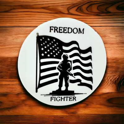 freedom fighter 4 magnet by cjsolomon art signs & logos veteran military soldier circle usaf marines army navy air force 3d print model - Mito3D