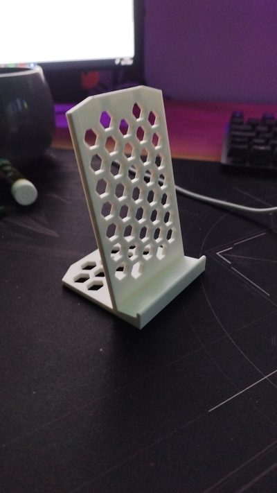 suporte telefone simples hexágono by metaírico casa escritório phone ficar pé 3d print model - Mito3D