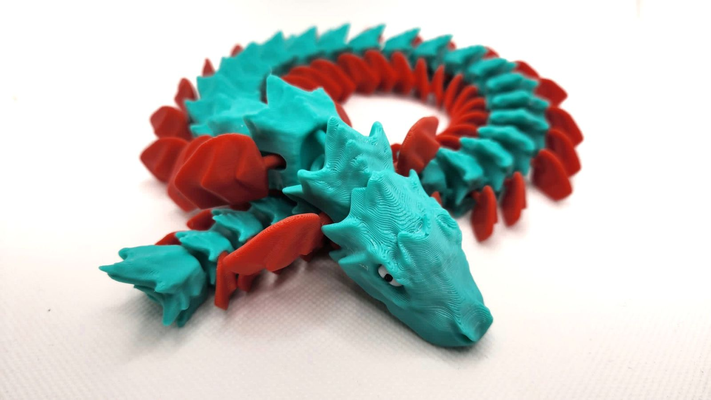 double articulated scale dragon by fillifuu toys & games serpent ams fun toy print in place 3d print model - Mito3D