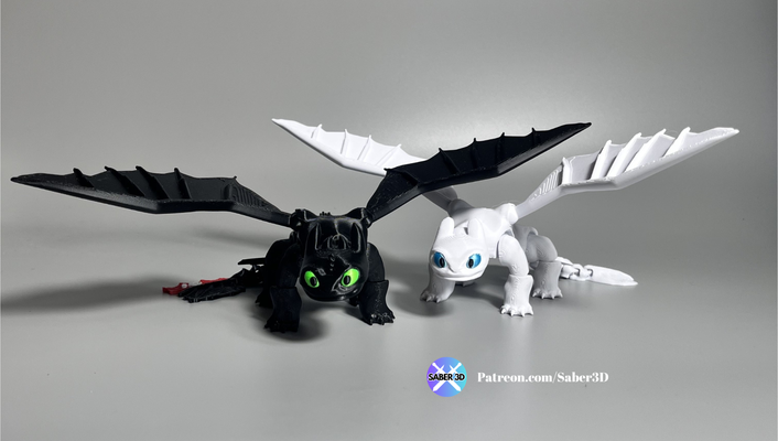 flexi toothless dragon 3mf multi-color by saber3d props & cosplays toy fun multicolor' flexy no support fidget cute 3d print model - Mito3D