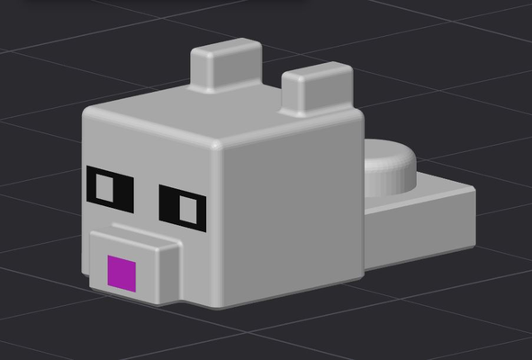 lego compatible chat tête minecraft by figura3d jouets jeux personnages ams figure 3d print model - Mito3D