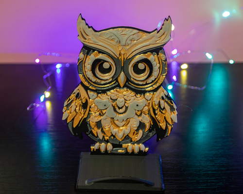 owl phone holder by ptesza household house models hue forge hueforge 3d print model - Mito3D