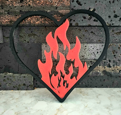 corazón on fuego by shamrockwood315 casa decoración forma corazon color multi impresión 3d print model - Mito3D