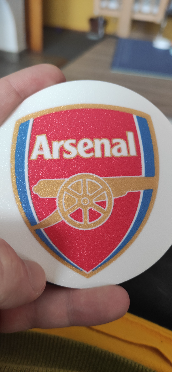 arsenal coaster by carlson art panneaux logos fotball logo boisson 3D print model - Mito3D