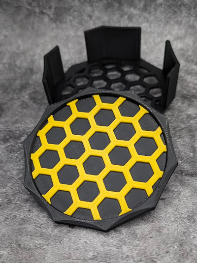 honeycomb coaster holder by angry-p1p household decor drinking bee decoration ams multicolour 3d print model - Mito3D