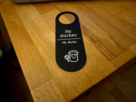tür aufhänger my küche regeln by neoschwarz kunst zeichen logos 3d print model - Mito3D