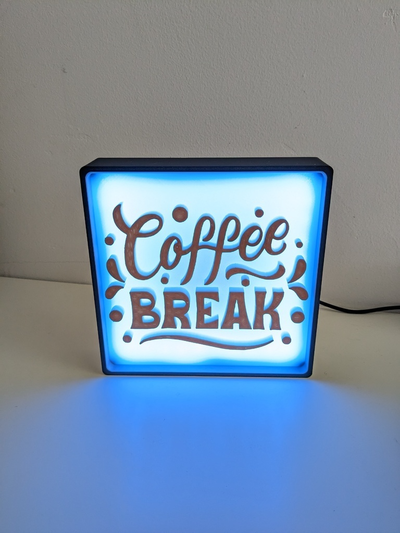 coffee break light box remixed by cory isakson household decor led lamp lens 3d print model - Mito3D